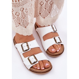 Läder flip flops med inblu aa0002ko vit 5