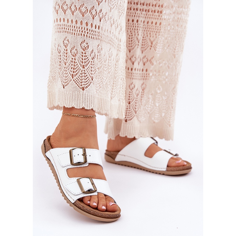 Läder flip flops med inblu aa0002ko vit 2