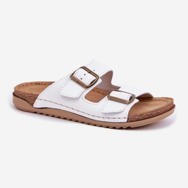 Läder flip flops med inblu aa0002ko vit 4