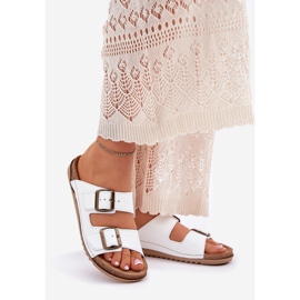 Läder flip flops med inblu aa0002ko vit 1
