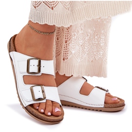 Läder flip flops med inblu aa0002ko vit 8