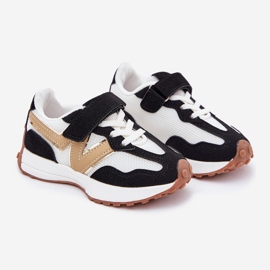 Barns sneakers med vit och vit kardborrband svart 1