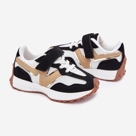 Barns sneakers med vit och vit kardborrband svart 2