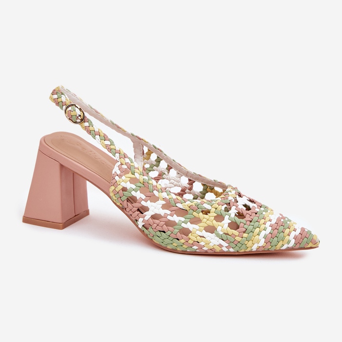 Sandaler med flätning på stolpen rosa 2