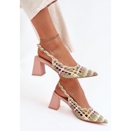 Sandaler med flätning på stolpen rosa 1