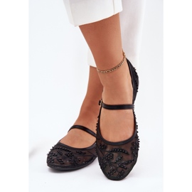 Mesh ballerinas med broderi och svart dekoration 3