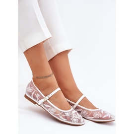 Boto Mesh Ballerinas med broderi och vit dekoration 6
