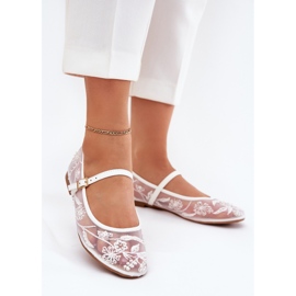 Boto Mesh Ballerinas med broderi och vit dekoration 2