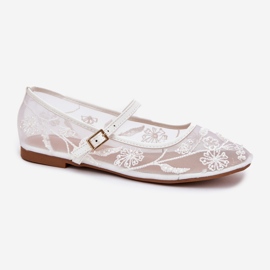 Boto Mesh Ballerinas med broderi och vit dekoration 4