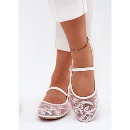 Boto Mesh Ballerinas med broderi och vit dekoration 3