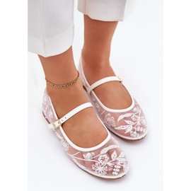 Boto Mesh Ballerinas med broderi och vit dekoration 5
