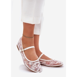 Boto Mesh Ballerinas med broderi och vit dekoration 1