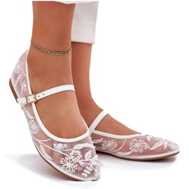 Boto Mesh Ballerinas med broderi och vit dekoration 9