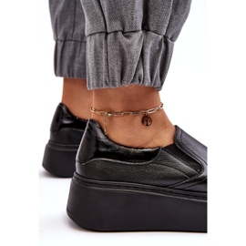 Kvinnors lädersportskor på plattformen svart lemar 3