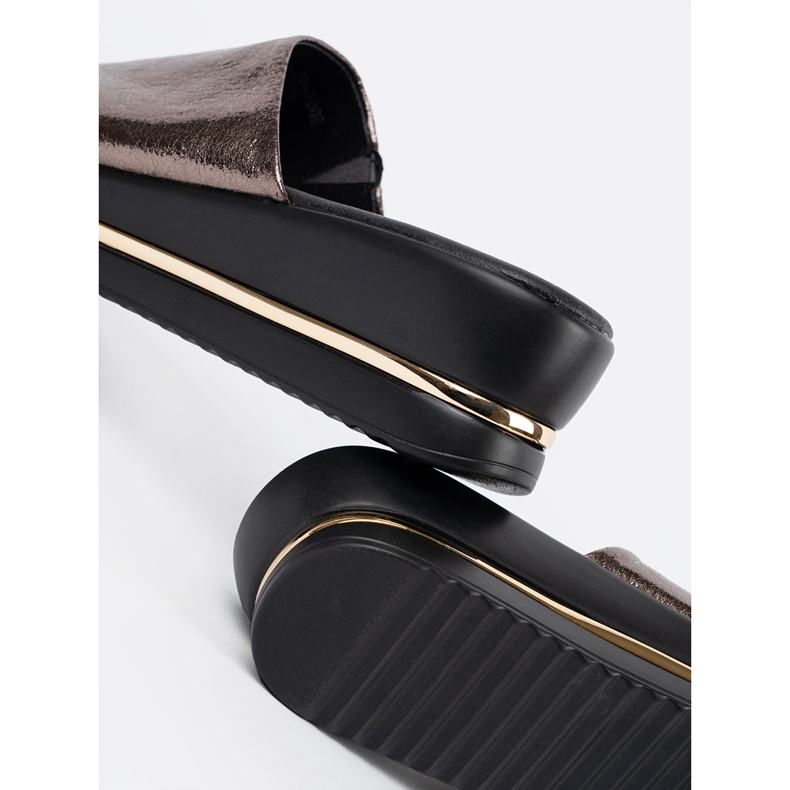 Goodin Metalliska kvinnors tofflor på plattformen brun 2