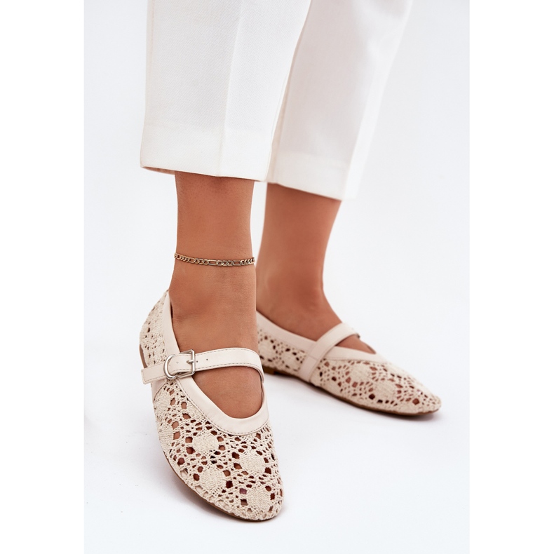 OpenWork Ballerinas med beige bälte 2