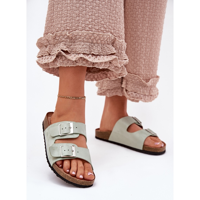 Kvinnors flip flops på korkplattformen mintklämmor grön 2