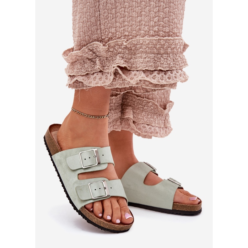 Kvinnors flip flops på korkplattformen mintklämmor grön 1