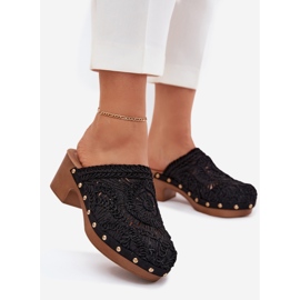 Virka kvinnors höga klackar svarta flip -flops 1