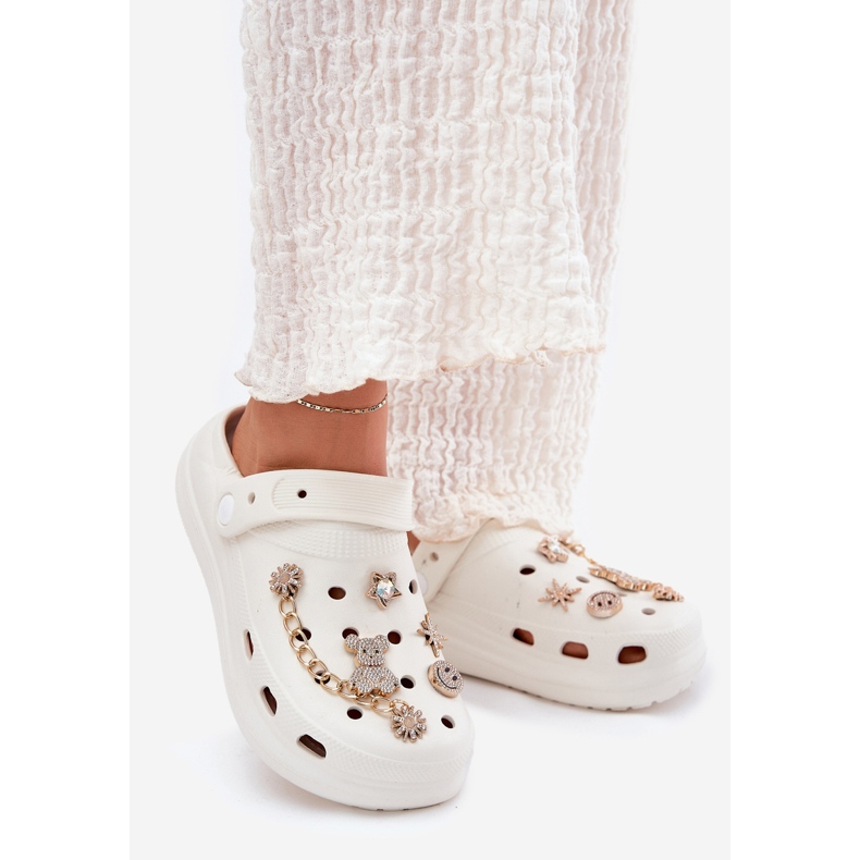 Kvinnors skum flip flops med vita stift 1