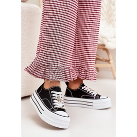 Kvinnors sneakers på plattformen med Golden Pins Black svart 2