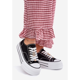 Kvinnors sneakers på plattformen med Golden Pins Black svart 1