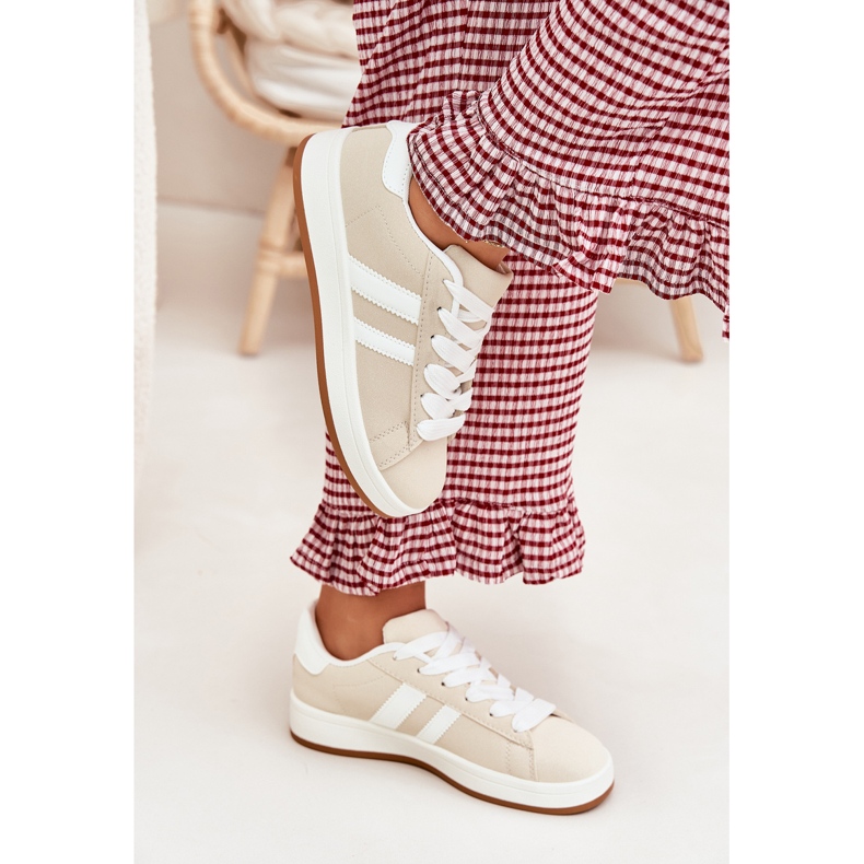 Kvinnors sneakers sportskor med Eco Leather Beige 2