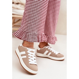 Kvinnors sneakers sportskor med Eco Leather Dark Sight beige 2