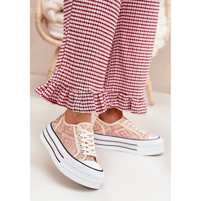 Låga kvinnors sneakers på plattformen rosa 2