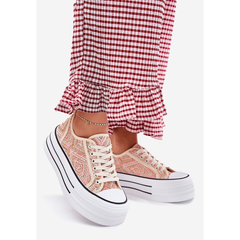 Låga kvinnors sneakers på plattformen rosa 1