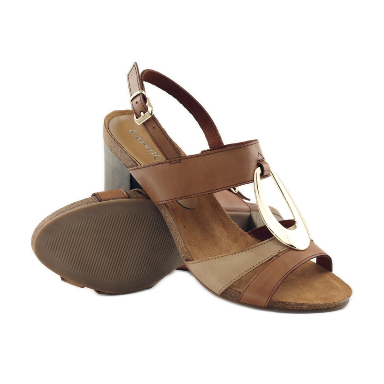Caprice sandaler damskor med dekoration 28307 brun gul 3