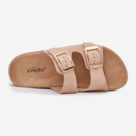 EVento Kvinnors flip flops med Eco Suede Golden Beige Buckles 2