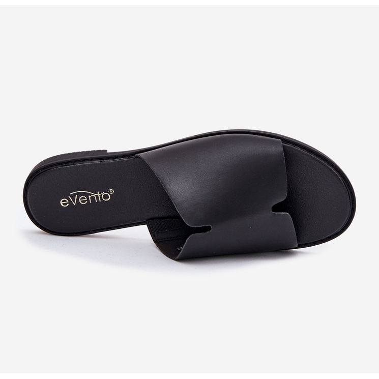 EVento Kvinnors flip flip flops med platt -hane läder svart 2