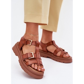 EVento Eco Leather Women's Sandals med kamelspännen brun 2