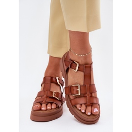 EVento Eco Leather Women's Sandals med kamelspännen brun 3