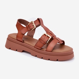 EVento Eco Leather Women's Sandals med kamelspännen brun 4