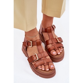 EVento Eco Leather Women's Sandals med kamelspännen brun 5