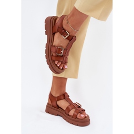 EVento Eco Leather Women's Sandals med kamelspännen brun 6