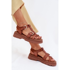 EVento Eco Leather Women's Sandals med kamelspännen brun 7