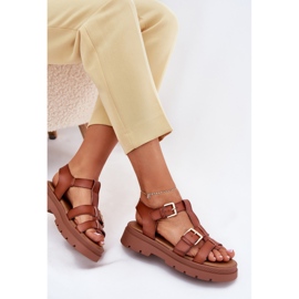 EVento Eco Leather Women's Sandals med kamelspännen brun 8