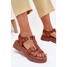 EVento Eco Leather Women's Sandals med kamelspännen brun 9