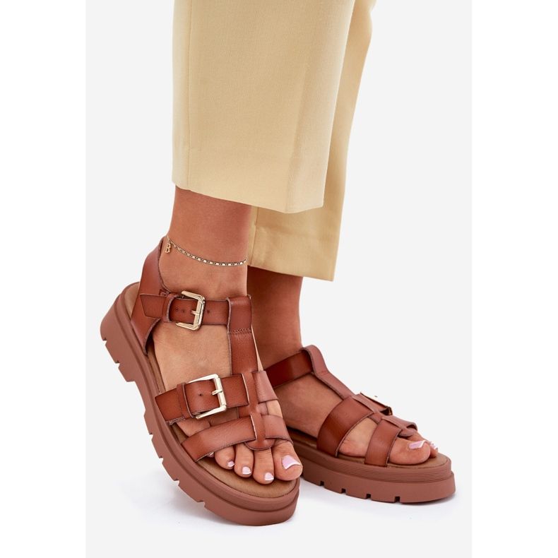 EVento Eco Leather Women's Sandals med kamelspännen brun 1
