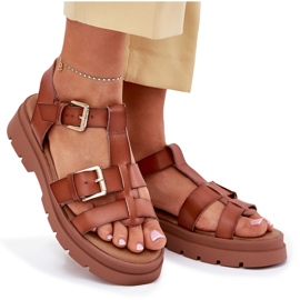 EVento Eco Leather Women's Sandals med kamelspännen brun 10