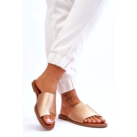 Evento Dam flipflops i läder, gyllene amit 2