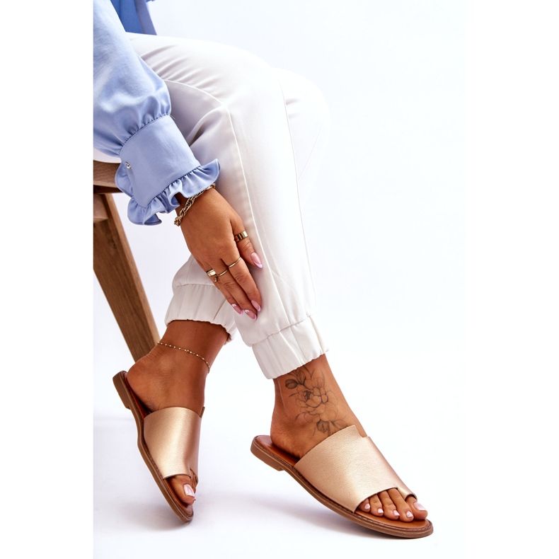 Evento Kvinnors eko-läder gyllene flip-flops gyllene 3