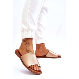 Evento Kvinnors eko-läder gyllene flip-flops gyllene 5