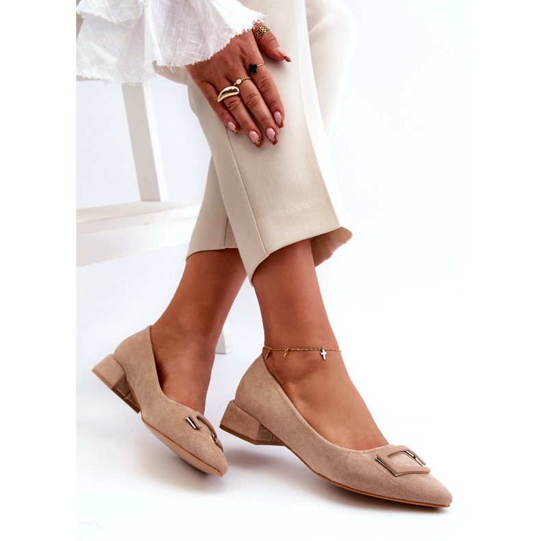 S.Barski Kvinnors pumpar med en eko-delad prydnad S. Barski KV27-034 Beige 4