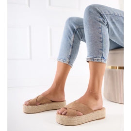Brown Espadrilles med ränder på plattformen brun 5