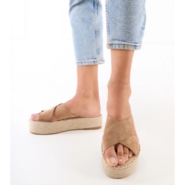 Brown Espadrilles med ränder på plattformen brun 1