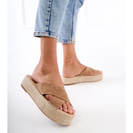 Brown Espadrilles med ränder på plattformen brun 3